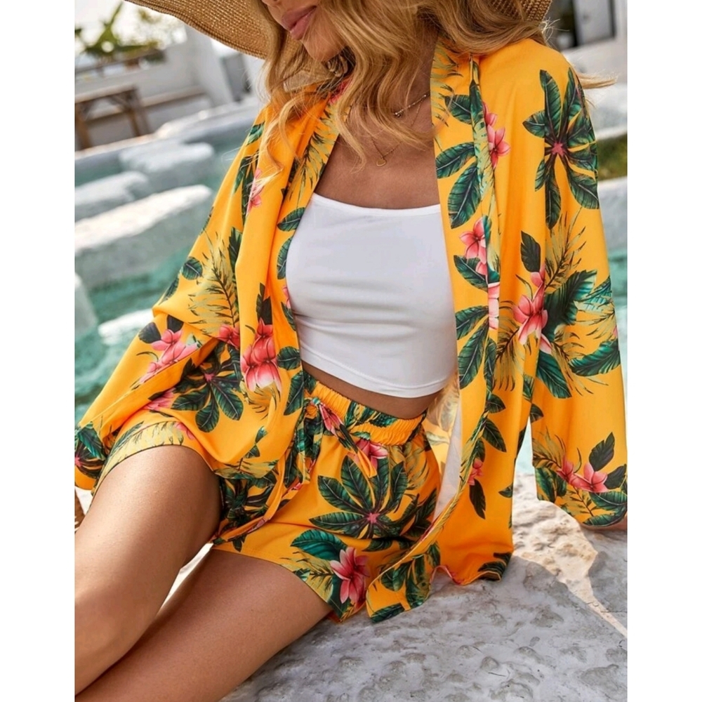 Floral Print Casual Kimono